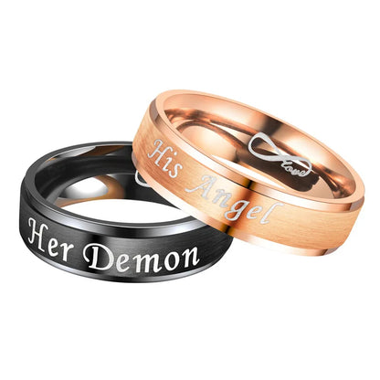 Her Demon His Angel Couple Rings