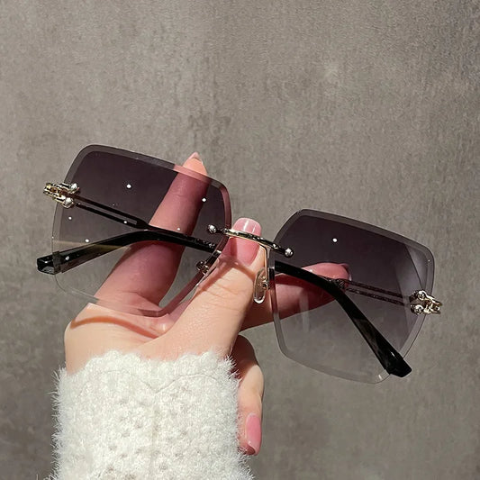 Women's Retro Summer Oversized Rimless Sunglasses