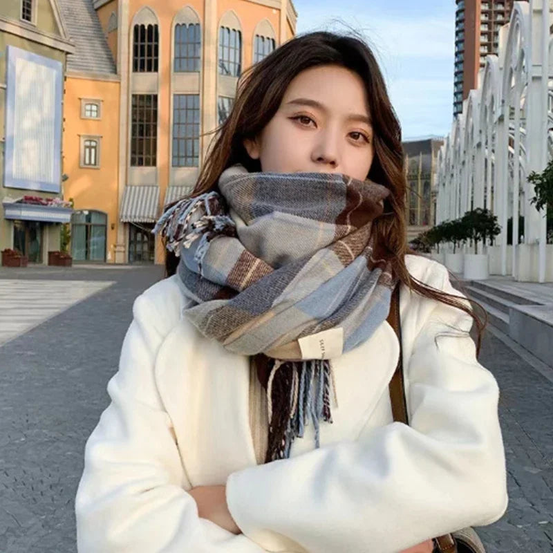 Women's Warm Autumn Winter Plaid Neckerchief Scarf