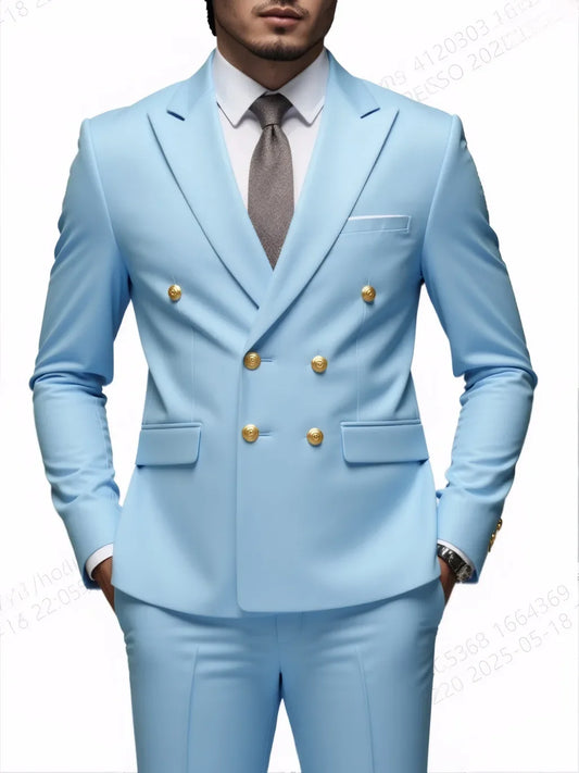Men Classical Korean Style 2 Pcs Suit Set