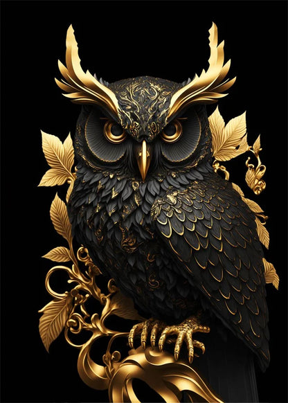 Black Gold Eagle Lion Metal Poster Wall Art