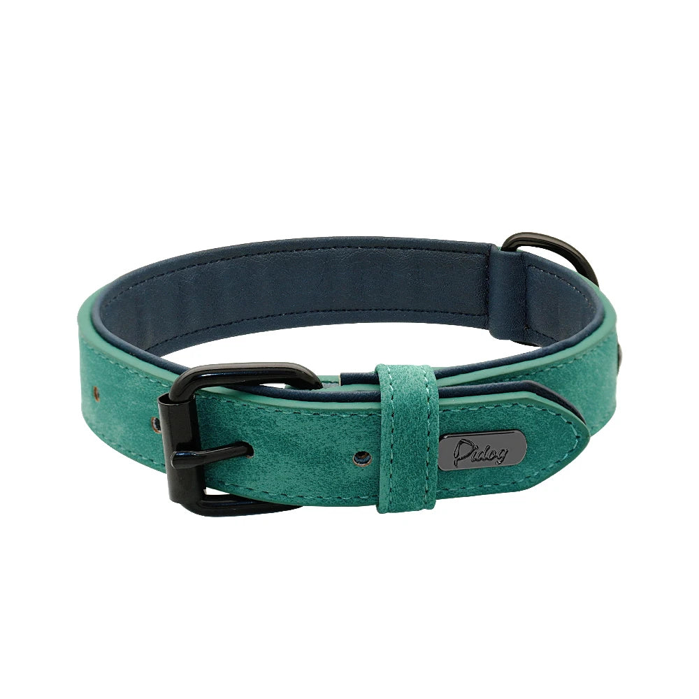 Adjustable Leather Dog Collar for Large Dogs – Soft Padded Big Dog Collar