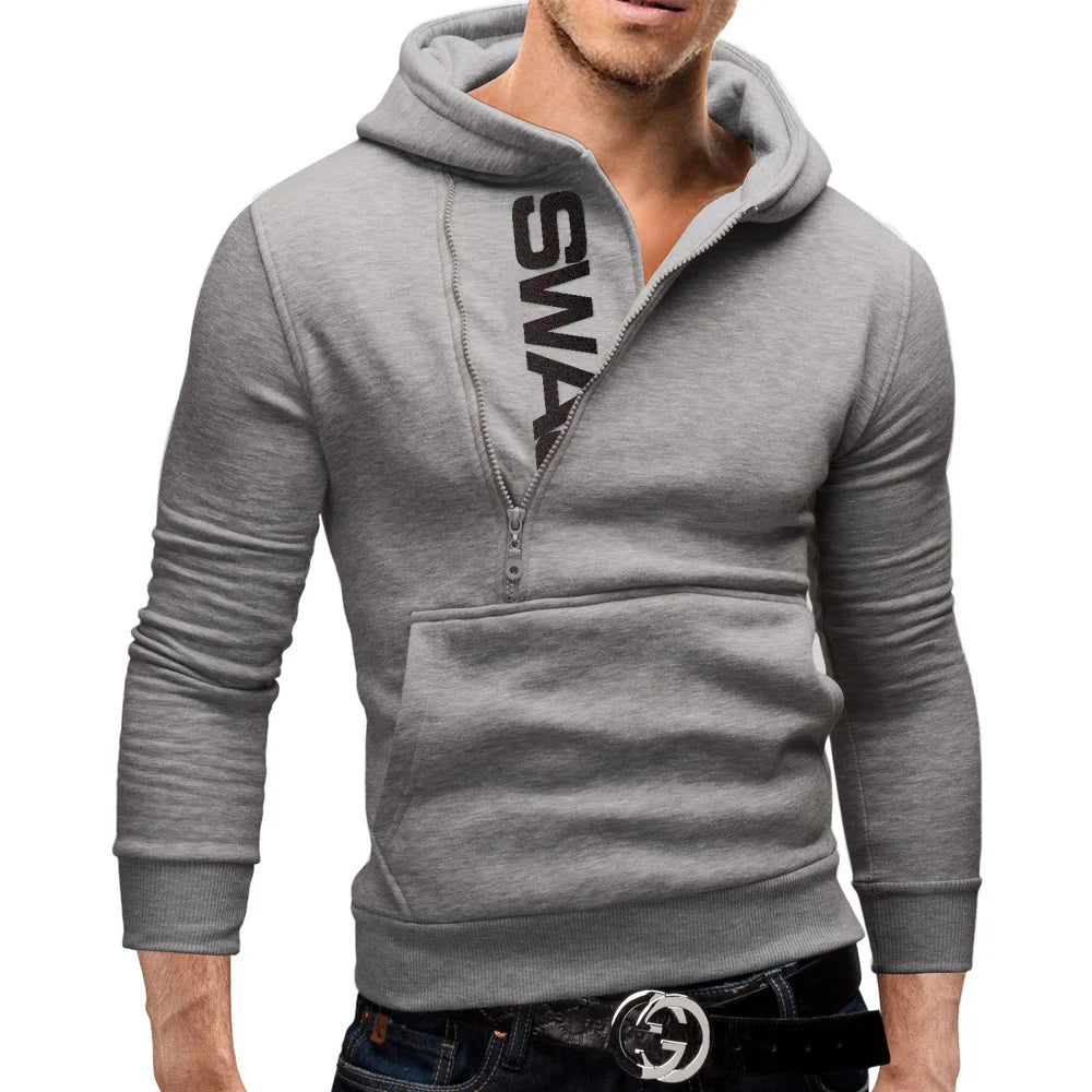 Herren-Hoodie mit langen Ärmeln und schmaler Passform, Polka Dot und Reißverschlusstasche