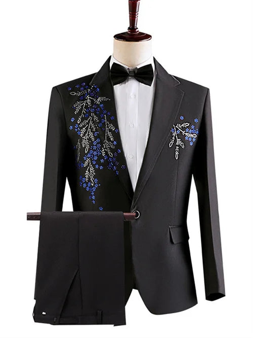 2-teiliges Nachtclub-Blazer-Set für Herren - Doppelseitiger Blumenanzug