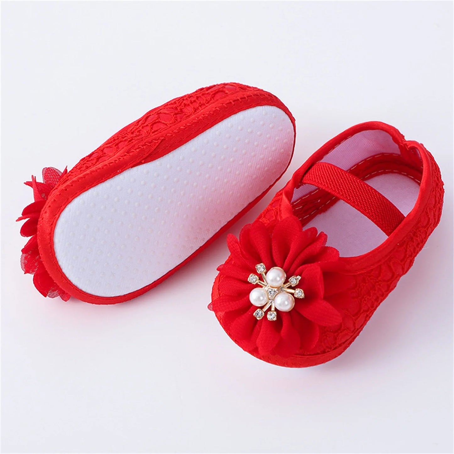 Soft Sole Non-slip Pearl Flower Princes's Shoes