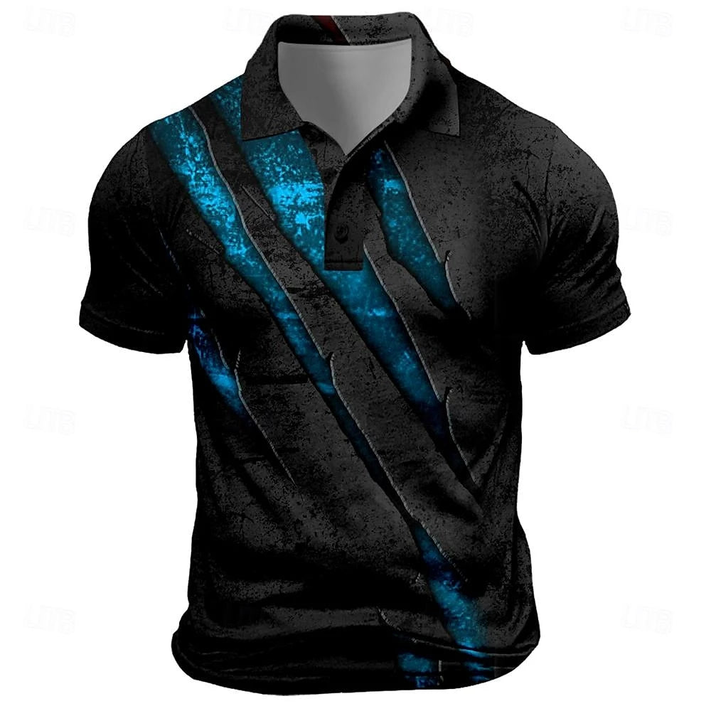 Men's Short Sleeve Scratch Print Polo Shirt