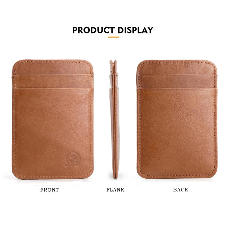 Genuine Leather Thin Credit Card Wallet for Men