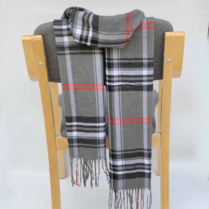 Casual Plaid Winter Scarf for Men