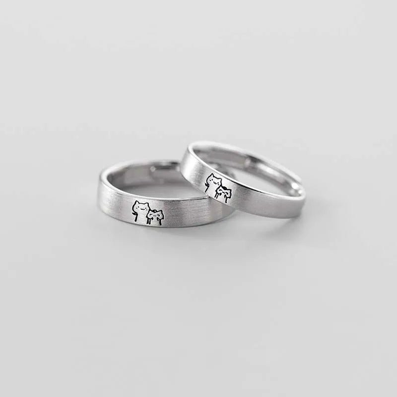 Dämonenaugen-Engelsflügel-Ring – Verstellbarer Unisex-Partnerring aus Legierung