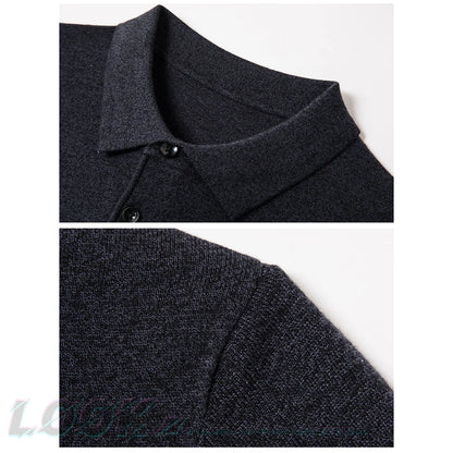 Men's Autumn Long-Sleeved - Polo Pullover Sweater