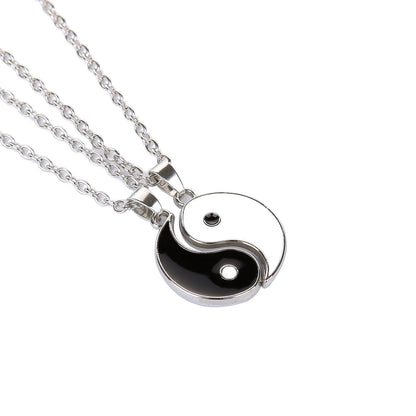 Eight Trigrams Pendant Necklaces Set for Couple - Silver Color Chain