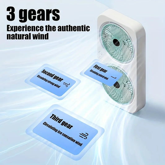 360 Rotation Dual Head Outdoor Wall Mount Fan
