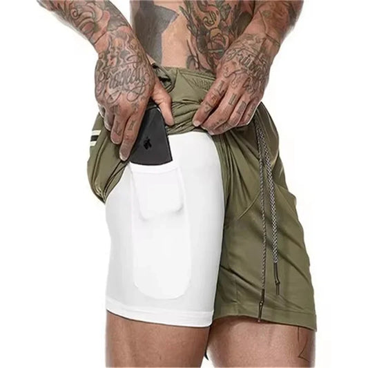 Men's 2-in-1Quick Dry Beach Running Gym Shorts