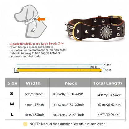 Leather Dog Collar - Dog Anti-Bite Training Leather Collars
