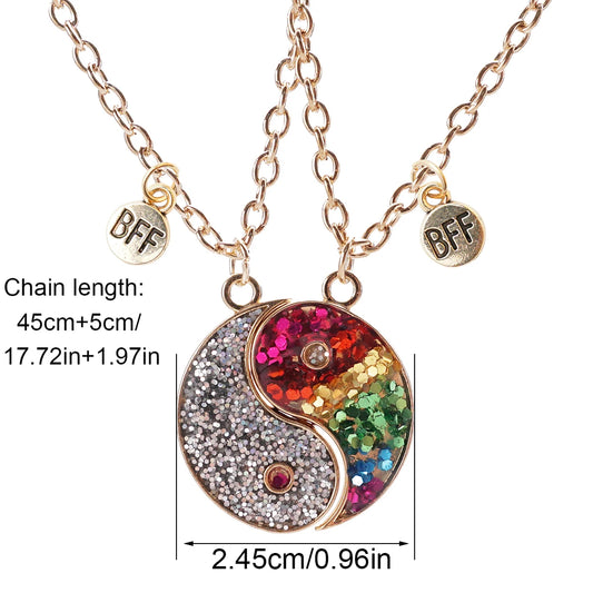 2Pcs Heart-Shaped Magnet Panda Necklaces