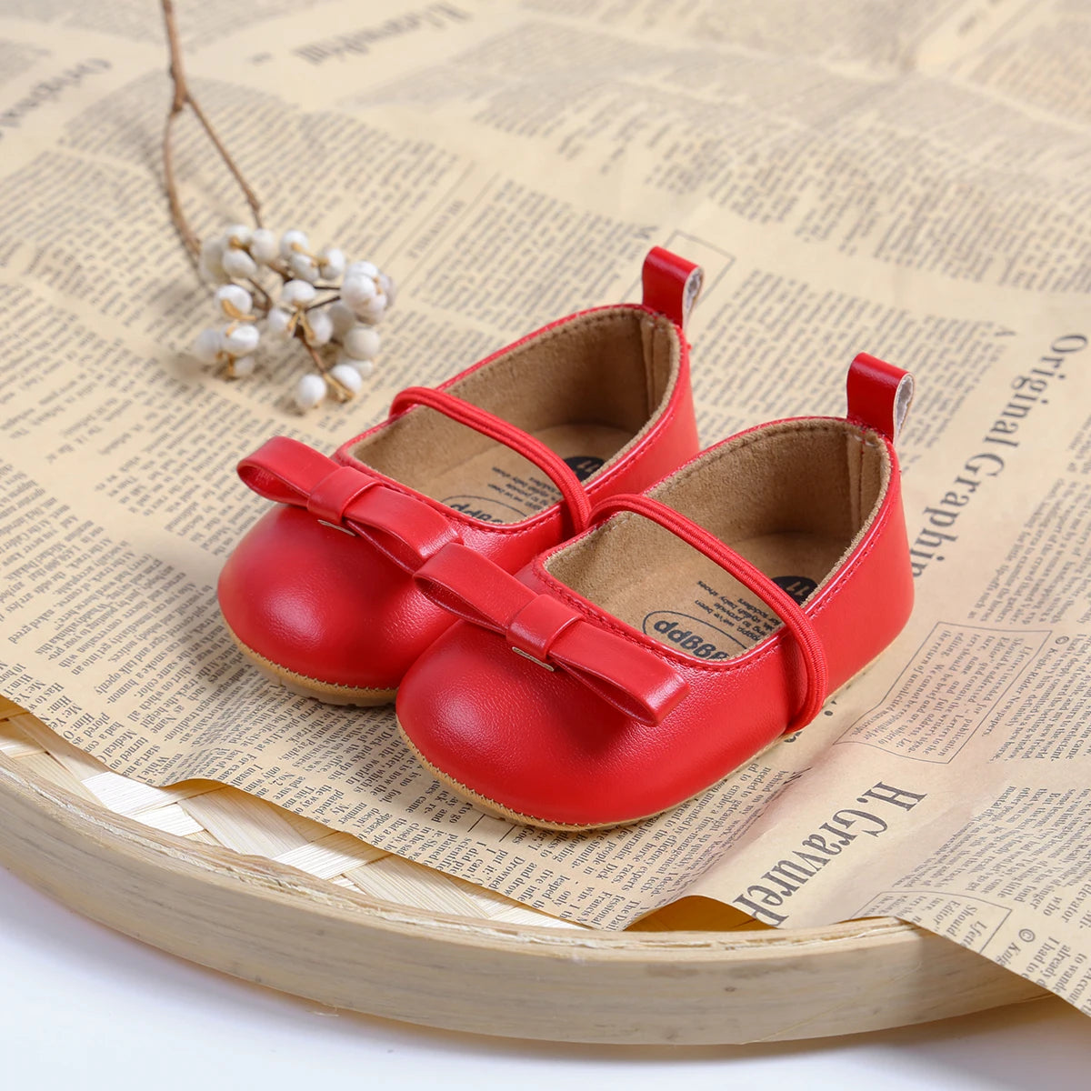 Flache Baby-Prinzessin-Schuhe mit Schleife