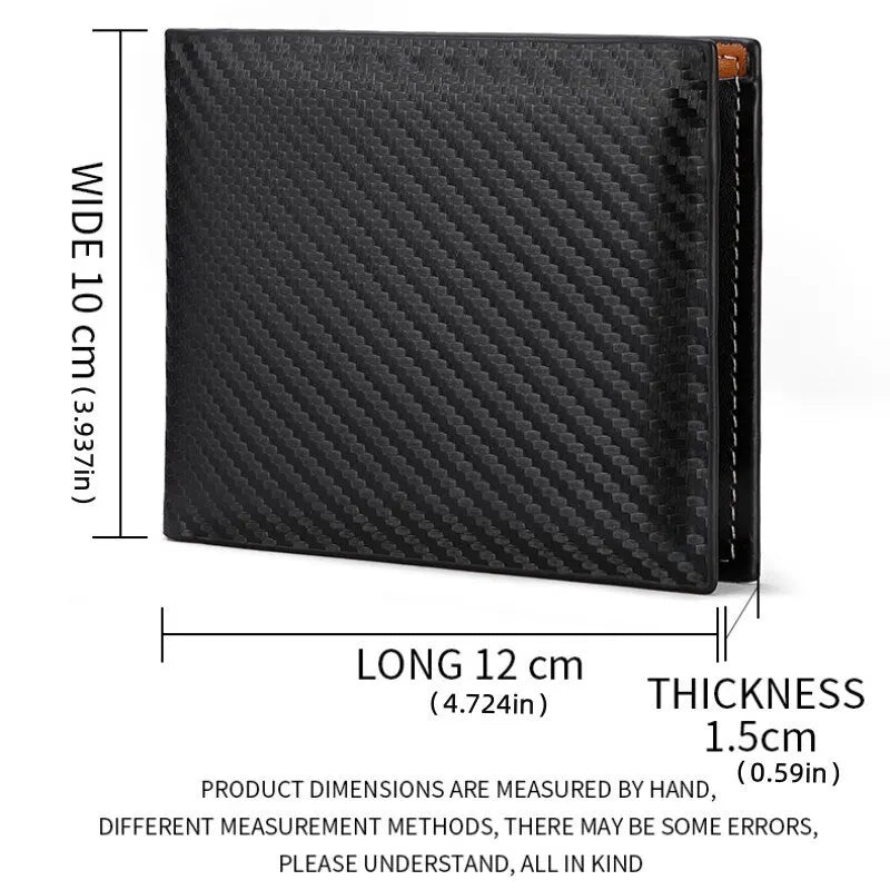 Carbon Fiber Short Wallet with Integrated Zipper Change Bag