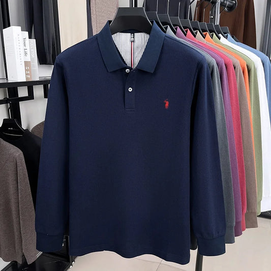 Men’s Pure Cotton Long Sleeve Polo Shirt