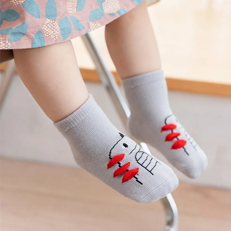 4Pairs/lot Anti-slip Baby Socks Cute Animal Cartoon Baby Boy Girls Socks