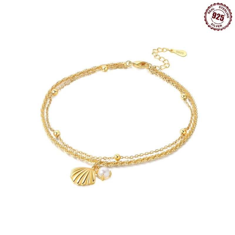 Bohemian Simulated Pearl Gold Anklet Bracelet for Women