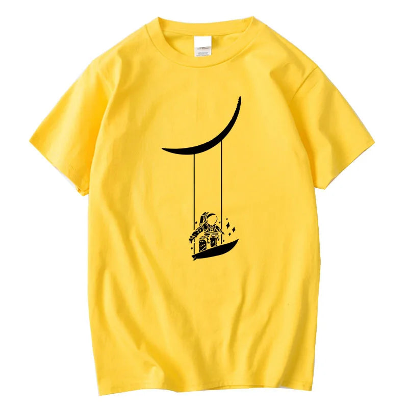 T-shirt à manches courtes et col rond imprimé Astronaut Moon Swing