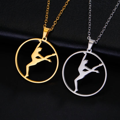 Gold Gymnast Pendant Necklace