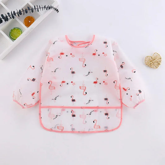 Waterproof Long Sleeve Baby Silicone Cartoon Soft Bibs