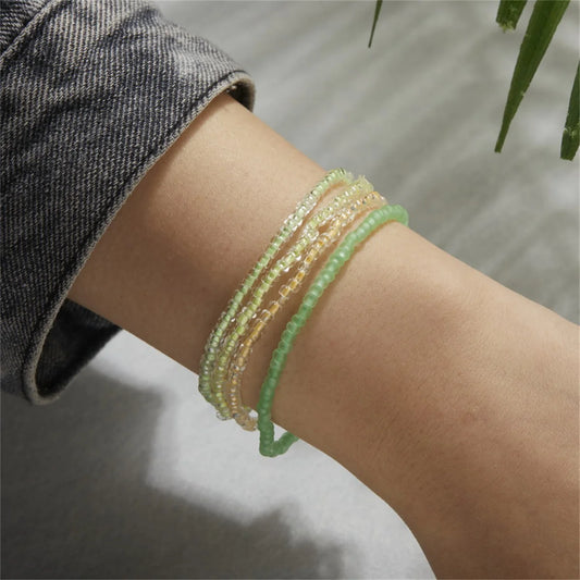 4PCS Glow in the Dark Bracelets Set for Women – Luminous Resin Elastic Stretch Bracelet Stack