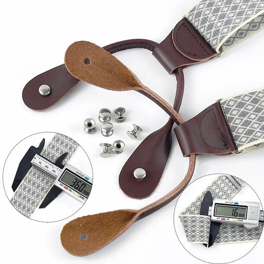 Hosenträger aus echtem Leder mit 6 Clips