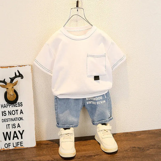 Summer Baby Boy Kids Clothes Set - Children  Suit Tops Short-sleeve T-shirt Pants