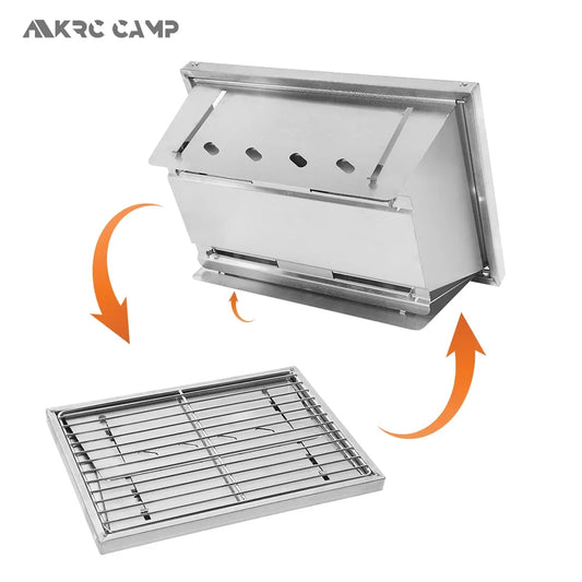 Réchaud de camping en acier inoxydable pour barbecue à bois