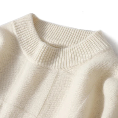 Men's Pure Wool Cashmere Sweater - Round Neck Pullover Jacket