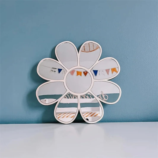 Vintage Boho Floral Wall Mirror – Daisy Flower Decorative Mirror
