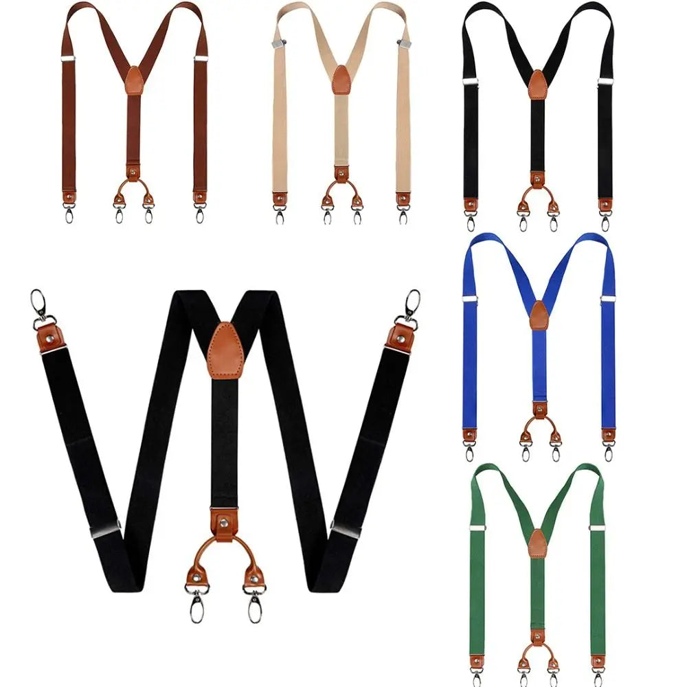 Leather Suspenders - 4 Hooks Men/Women Suspender