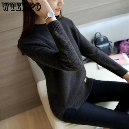 Women Winter Long Sleeve Pullover Short Knitted Sweater