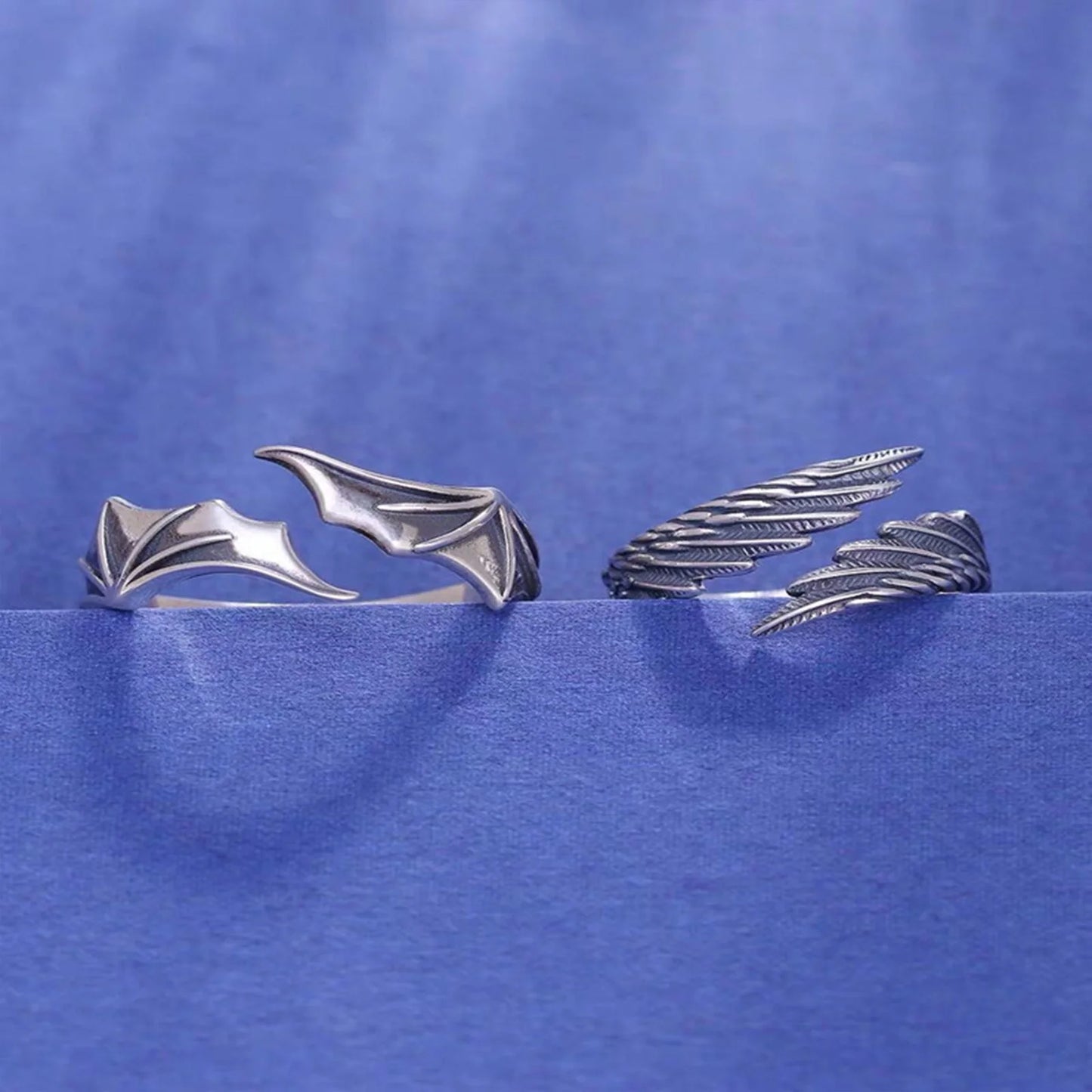 Bague Aile d'Ange Œil de Démon – Alliance unisexe ajustable en alliage