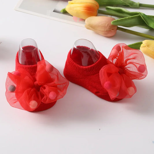 Baby Princess Lace Bow Anti-Slip Infant Socks Shoes