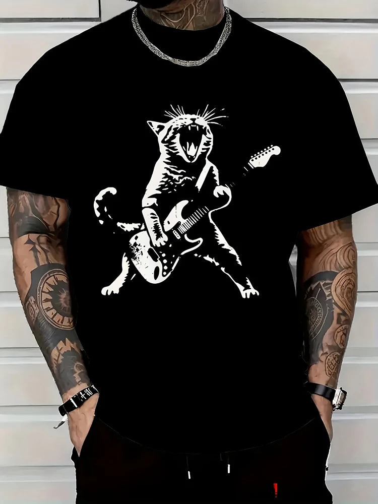 Retro Style 3D Wolf Print Men's T-shirt