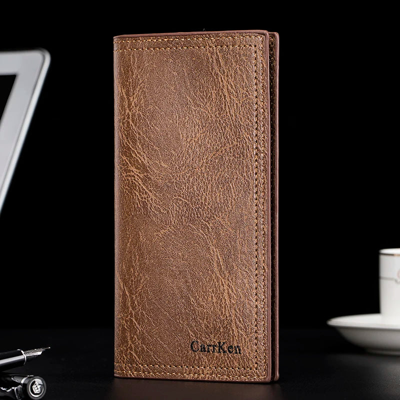 Men's Long Oil Wax Leather Wallet