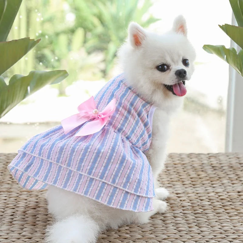 Puppy vertical striped butterfly skirt - dog wedding dress