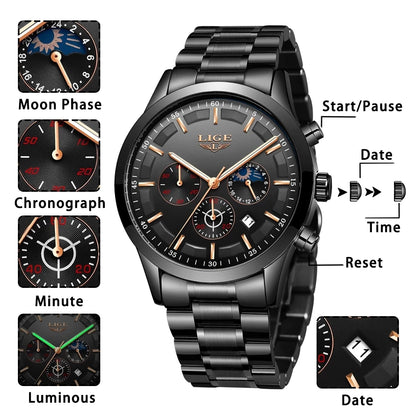 Men Quartz Wristwatch - Waterproof Watch
