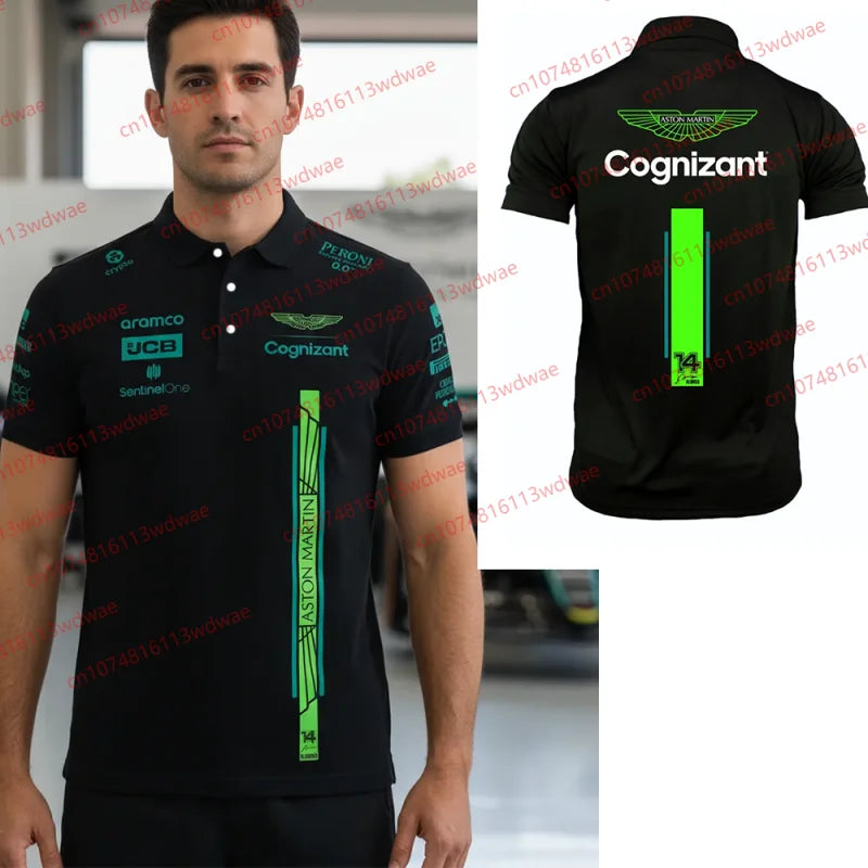 Men's Racing Team Training Button Polo Shirt