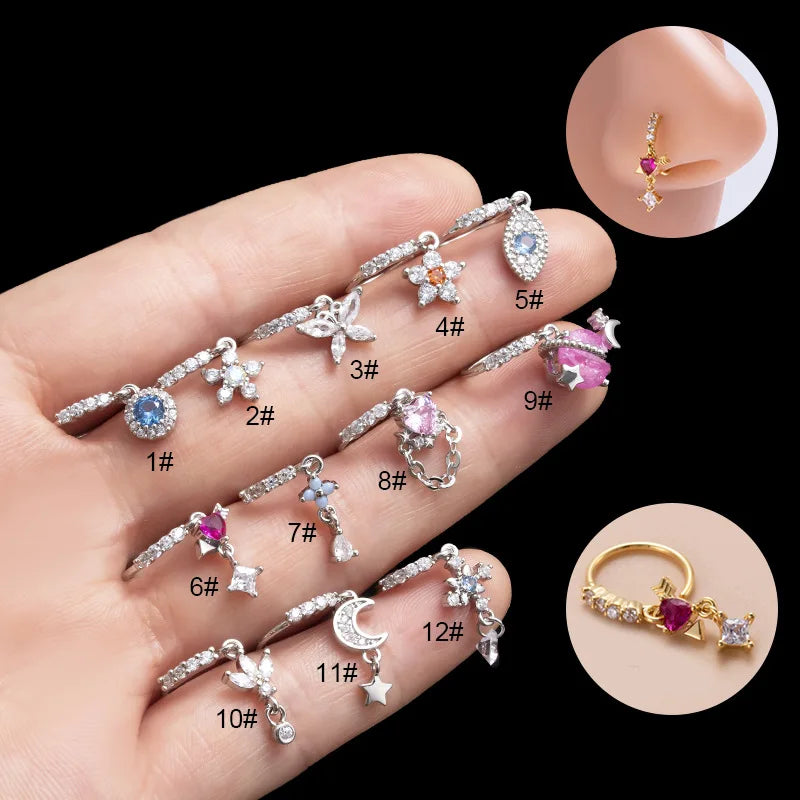 Women 1Piece Butterfly Eye Dangling Nose Rings