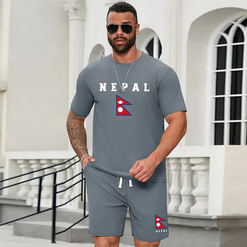 Men's Letter Printed 2-Piece Summer Gym Suit