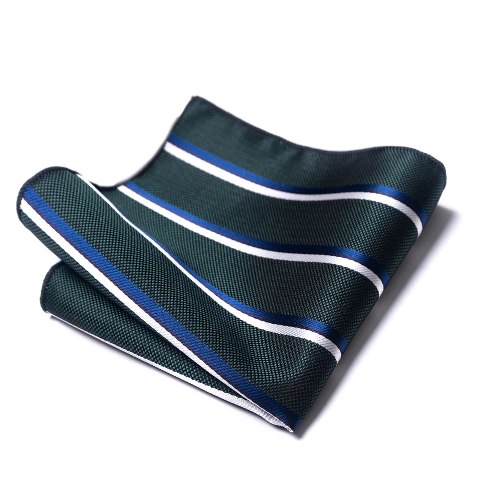 Dark Blue Striped Pocket Square Handkerchiefs