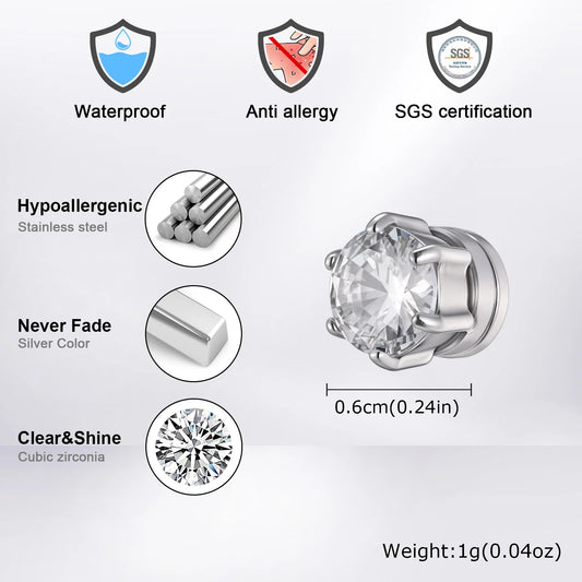 Boucles d'oreilles magnétiques non perçantes en acier inoxydable pour hommes