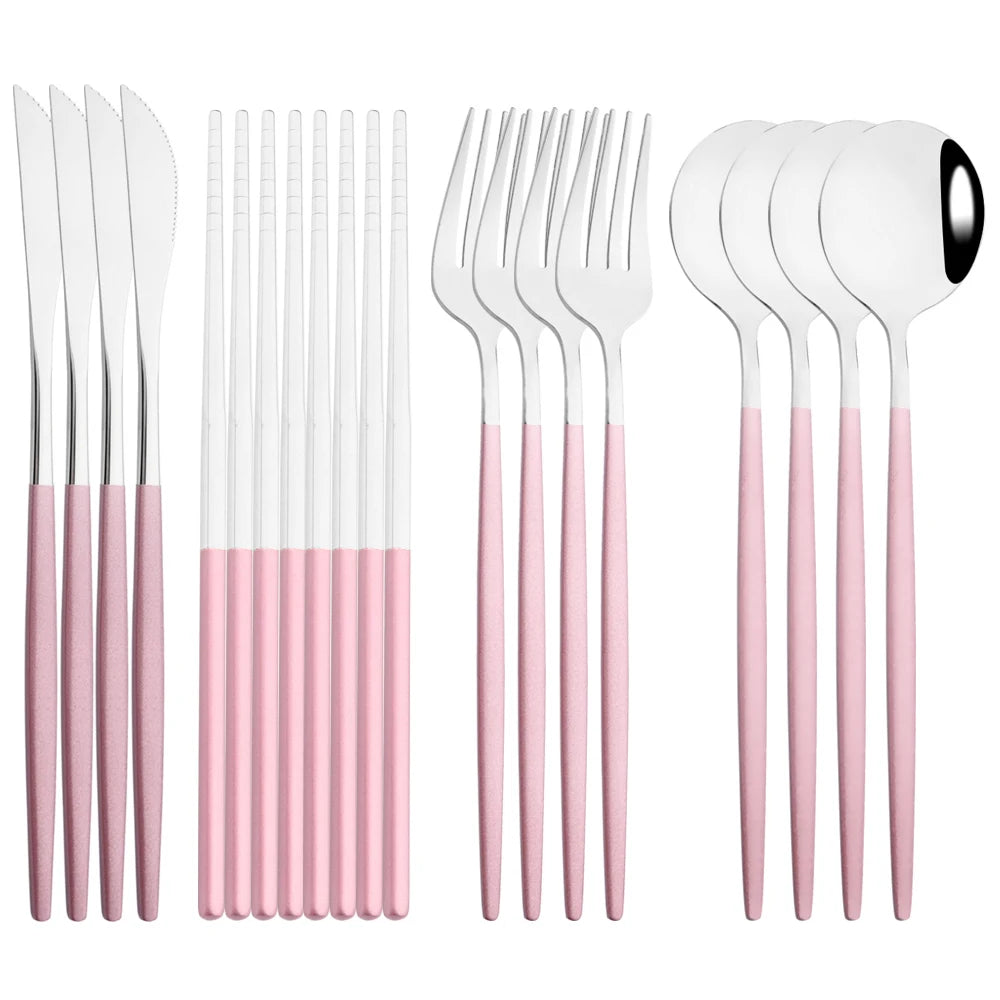 Edelstahl-Geschirrset in Gold und Grün