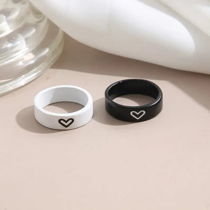 Love Heart Matching Aesthetic Anniversary Couples Rings