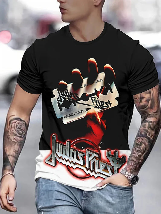 Retro Style 3D Wolf Print Men's T-shirt
