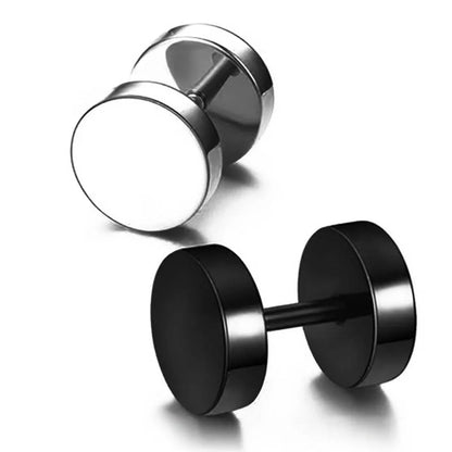 Black Stainless Steel Round Stud Earrings Set